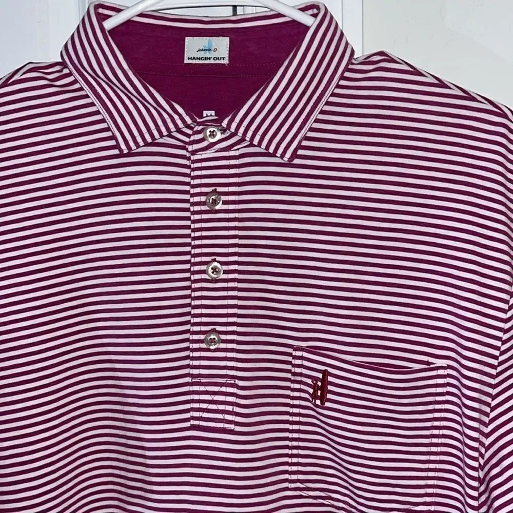 Soft Cotton/Poly Prep Johnnie-O Federal Savings Bank Golf Pocket Polo Shirt M